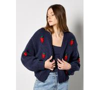 Cardigan APRICOT "Grobe Strickjacke", Damen, Gr. M (38), blau (navy), Strick, Obermaterial: 100% Polyester PES., uni, Strickbündchen, Strickjacken, mit Erdbeerstickerei (14775256-38) navy