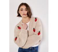 Cardigan APRICOT "Grobe Strickjacke", Damen, Gr. S (36), beige (stein), Strick, Obermaterial: 100% Polyester PES., uni, Strickbündchen, Strickjacken, mit Erdbeerstickerei (43089510-36) stein