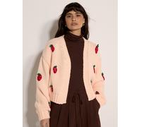Cardigan APRICOT "Grobe Strickjacke", Damen, Gr. S (36), orange (peach), Strick, Obermaterial: 100% Polyester PES., uni, Strickbündchen, Strickjacken, mit Erdbeerstickerei (27959220-36) peach