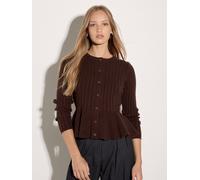 Cardigan APRICOT "Strickjacke mit geripptem Saum", Damen, Gr. 16, braun, gestrickt, , Modisch, figurbetont, Rundhals, Strickjacken, mit Schößchen (79115958-42) braun