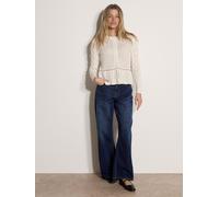 Cardigan APRICOT "Strickjacke mit Peplum-Saum", Damen, Gr. 12, weiß (cream), Strick, , Modisch, normal, Rundhals, Gerippte Bündchen, Strickjacken, mit Häkelverzierung (68708317-38) cream