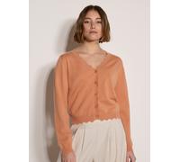 Cardigan APRICOT "Strickjacke mit Wellenkante", Damen, Gr. XL (42), orange (peach), Strick, Obermaterial: 47% Viskose CV. 30% Polyester PES. 23% Nylon NY., uni, V-Ausschnitt, Bogenkante, Strickjacken,