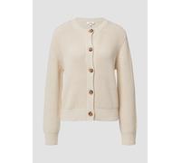 Strickjacke S.OLIVER, Damen, Gr. 34, beige, Strick, Obermaterial: 60% Baumwolle, 40% Polyacryl, Strukturmuster, casual, regular fit taillenbedeckt, Rundhals, Langarm Rippbündchen, Strickjacken, mit St