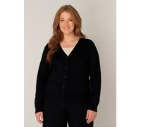 Cardigan BASE LEVEL CURVY "BAS-YVONNE", Damen, Gr. 58 (60), schwarz, Feinstrick, Obermaterial: 80% Viskose, 20% Polyamid, unifarben, normal hüftlang, V-Ausschnitt, Bündchen, Strickjacken, mit V-Aussch