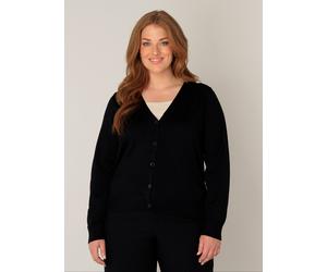 Cardigan BASE LEVEL CURVY "BAS-YVONNE", Damen, Gr. 58 (60), schwarz, Feinstrick, Obermaterial: 80% Viskose, 20% Polyamid, unifarben, normal hüftlang, V-Ausschnitt, Bündchen, Strickjacken, mit V-Aussch