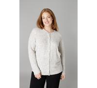 Cardigan BASE LEVEL CURVY "Yulia", Damen, Gr. 52, grau melange, Strick, Obermaterial: 43% Nylon, 26% Polyacryl, 13% Alpaka, 13% Wolle, 5% Elasthan, unifarben, normal hüftbedeckend, Rundhals, Flachstri