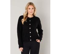 Cardigan BASE LEVEL "Yuli", Damen, Gr. 48, schwarz, Strick, Obermaterial: 43% Nylon, 26% Polyacryl, 13% Alpaka, 13% Wolle, 5% Elasthan, unifarben, gerade hüftlang, Rundhals, Flachstrickbündchen, Stric