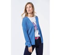 Strickjacke GOLDNER "Kurzgröße Offene Strickjacke in Kurzform", Damen, Gr. 21, blau (karibikblau), Obermaterial: 60% Viskose CV. 40% Baumwolle CO., eng Rollkante, Strickjacken Strickjacke, keine/nicht