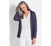 Strickjacke GOLDNER "Offene Strickjacke in Kurzform", Damen, Gr. 54, blau (marine), Obermaterial: 60% Viskose CV. 40% Baumwolle CO., eng Rollkante, Strickjacken Strickjacke, keine/nicht relevant (8623