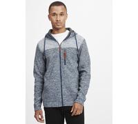 Cardigan BLEND "BHPinheiro", Herren, Gr. L, blau (marineblaus), Fleece, 100% Polyester, unifarben, regular fit normal, ohne Ausschnitt, weit elastischer Bund, Strickjacken, Fleecejacke mit Kapuze und 