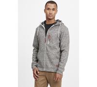 Cardigan BLEND "BHPinheiro", Herren, Gr. M, pewter mix, Fleece, 100% Polyester, unifarben, regular fit normal, ohne Ausschnitt, weit elastischer Bund, Strickjacken, Fleecejacke mit Kapuze und Eingriff