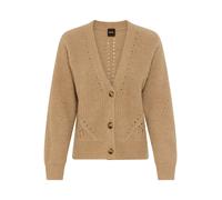 Cardigan BOSS ORANGE "Fortellini Premium Damenmode", Damen, Gr. L (40), beige (rust, copper 222), Strick, Obermaterial: 35% Alpaka, 35% Wolle, 30% Polyamid, unifarben, Ajourstrickmuster, casual, norma