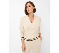 Cardigan BRAX "Style BELE L", Damen, Gr. 48, beige, 70% Viskose, 25% Polyester, 5% Elasthan, V-Ausschnitt, Strickjacken (70583633-48) beige