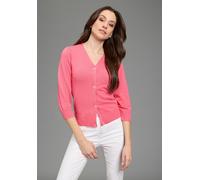 Cardigan BRUNO BANANI, Damen, Gr. 32/34, pink, Feinstrick, Obermaterial: 70% Viskose, 30% Polyamid, unifarben, figurumspielend kurz, V-Ausschnitt, Puffärmel Bündchen, Strickjacken, figurumspielende Pa