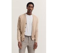 Cardigan BUGATTI "Modern Fit", Herren, Gr. 4XL, beige (30, beige), Strick, 95% Baumwolle, 5% Kaschmir, unifarben, normal, V-Ausschnitt, Rippbündchen, Strickjacken, mit V-Ausschnitt aus Baumwolle-Kasch
