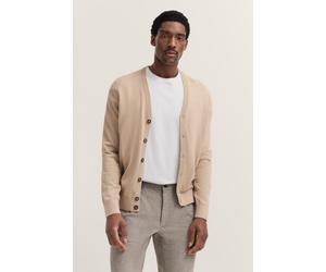 Cardigan BUGATTI "Modern Fit", Herren, Gr. 4XL, beige (30, beige), Strick, 95% Baumwolle, 5% Kaschmir, unifarben, normal, V-Ausschnitt, Rippbündchen, Strickjacken, mit V-Ausschnitt aus Baumwolle-Kasch