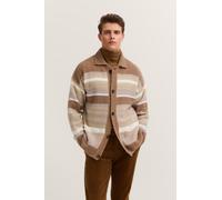 Cardigan BUGATTI "Regular Fit", Herren, Gr. M, 20, beige, Strick, 47% Polyacryl, 21% Polyamid, 16% Alpaka, 16% Wolle, gestreift, regular fit, Rippbündchen, Strickjacken, gestreift mit Knopfleiste & Kr