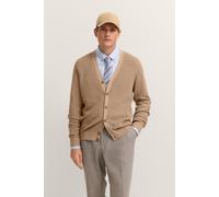 Cardigan BUGATTI "Regular Fit", Herren, Gr. S, 40, beige, Strick, 50% Baumwolle, 50% Polyester, unifarben, regular fit, V-Ausschnitt, Rippbündchen, Strickjacken Cardigan, mit V-Ausschnitt und Ripp-Str