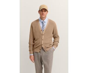 Cardigan BUGATTI "Regular Fit", Herren, Gr. S, 40, beige, Strick, 50% Baumwolle, 50% Polyester, unifarben, regular fit, V-Ausschnitt, Rippbündchen, Strickjacken, mit V-Ausschnitt und Ripp-Struktur (14