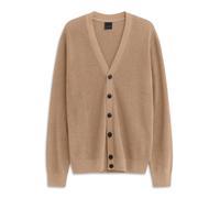 Cardigan BUGATTI "Regular Fit", Herren, Gr. XXL, 40, beige, Strick, 50% Baumwolle, 50% Polyester, unifarben, regular fit, V-Ausschnitt, Rippbündchen, Strickjacken, mit V-Ausschnitt und Ripp-Struktur (
