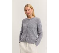 Cardigan BUGATTI "Weich & warm", Damen, Gr. XS, grau (250, grau), 48% Polyamid, 22% Alpaka, 22% Polyacryl, 8% Wolle, unifarben, normal, Rundhals, Bündchen, Strickjacken, mit Rundhals & Knopfleiste (50