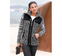 Cardigan CASUAL LOOKS, Damen, Gr. 38, schwarz (schwarz, meliert), 50% Baumwolle, 50% Polyacryl, Besatz:100% Polyester, Wattierung:100% Polyester, gemustert, mehrfarbig, meliert, Strickjacken (18732844