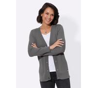 Cardigan CASUAL LOOKS, Damen, Gr. 44, grau (anthrazit), 50% Baumwolle, 50% Polyacryl, unifarben, Strickjacken (62056322-44) anthrazit