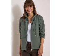 Cardigan CECIL, Damen, Gr. 3XL (48), grün (dried olive grün), Stoff, 77% Baumwolle, 20% Polyester, 3% Elasthan, unifarben, normal normal, hoch geschlossener Ausschnitt, abgesteppt, Strickjacken, mit S