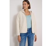 Cardigan CECIL, Damen, Gr. L (42), beige (teddy vanilleweiß), Stoff, 100% Polyester, unifarben, comfort fit normal, ohne Ausschnitt, Bündchen, Strickjacken, mit Kapuze (48604904-L) teddy vanilleweiß