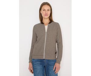 Cardigan CECIL, Damen, Gr. L (42), beige (urban taupe), Stoff, 72% Polyester, 25% Viskose, 3% Elasthan, gestreift, comfort fit normal, hoch geschlossener Ausschnitt, Rippbündchen, Strickjacken, mit Ot