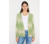 Cardigan CECIL, Damen, Gr. L (42), grün (bamboo grün melange), Web, 58% Baumwolle, 34% Polyacryl, 8% Polyester, gemustert, normal normal, V-Ausschnitt, Rippbündchen, Strickjacken, mit Knopfleiste (788