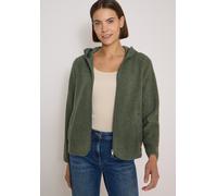 Cardigan CECIL, Damen, Gr. L (42), grün (dried olive grün), Stoff, 100% Polyester, unifarben, comfort fit normal, ohne Ausschnitt, normaler Saum, Strickjacken, mit Kapuze (95924363-L) dried olive grün