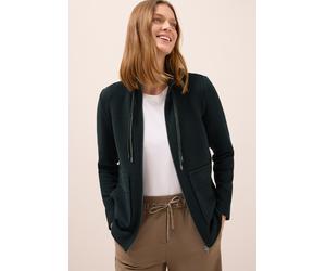 Cardigan CECIL, Damen, Gr. L (42), grün (ink grün), Web, 77% Baumwolle, 20% Polyester, 3% Elasthan, unifarben, normal normal, hoch geschlossener Ausschnitt, abgesteppt, Strickjacken, aus Baumwolle mit