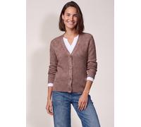 Cardigan CECIL, Damen, Gr. L (42), schwarz russet rot melange, Web, 58% Baumwolle, 20% Polyacryl, 20% Polyester, 2% Polyamid, meliert, comfort fit normal, V-Ausschnitt, Bündchen, Strickjacken, Grobstr