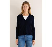 Cardigan CECIL, Damen, Gr. L42, urban dunkelblau, Grobstrick, 37% Baumwolle, 34% Polyacryl, 26% Polyester, 3% Elasthan, Strukturmuster, comfort fit normal, V-Ausschnitt, Bündchen, Strickjacken, mit Kn