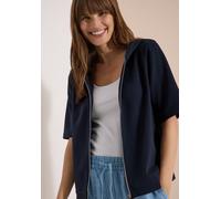 Cardigan CECIL, Damen, Gr. M (40), blau (universal blau), Stoff, 49% Polyester, 45% Baumwolle, 6% Elasthan, unifarben, normal normal, ohne Ausschnitt, abgesteppt, Strickjacken, mit leichten Raffungen
