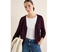 Cardigan CECIL, Damen, Gr. M (40), eggplant rot, Strick, Obermaterial: 37% Baumwolle, 34% Polyacryl, 26% Polyester, 3% Elasthan, unifarben, normal hüftbedeckend, V-Ausschnitt, Flachstrickbündchen, Str