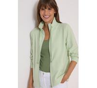 Cardigan CECIL, Damen, Gr. M (40), grün (raw matcha lime), Stoff, 77% Baumwolle, 20% Polyester, 3% Elasthan, unifarben, normal normal, hoch geschlossener Ausschnitt, abgesteppt, Strickjacken, mit Steh