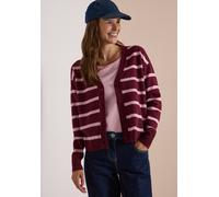 Cardigan CECIL, Damen, Gr. M (40), rot (rot wine melange), Stoff, 33% Polyester, 31% Polyacryl, 24% Baumwolle, 12% Polyamid, gestreift, comfort fit normal, V-Ausschnitt, Bündchen, Strickjacken, mit du