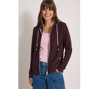 Cardigan CECIL, Damen, Gr. S (38), berry rot, Web, 58% Polyester, 39% Baumwolle, 3% Elasthan, unifarben, normal normal, ohne Ausschnitt, Bündchen, Strickjacken, mit Kapuze mit Tunnelzugband (87847630-