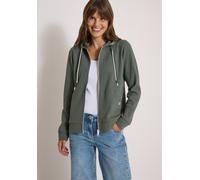 Cardigan CECIL, Damen, Gr. S (38), dried olive grün, Web, 58% Polyester, 39% Baumwolle, 3% Elasthan, unifarben, normal normal, ohne Ausschnitt, Bündchen, Strickjacken, mit Kapuze mit Tunnelzugband (30
