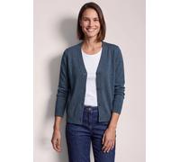 Cardigan CECIL, Damen, Gr. XL (44), blau (cotton blau melange), Feinstrick, 37% Baumwolle, 34% Polyacryl, 26% Polyester, 3% Elasthan, unifarben, comfort fit normal, V-Ausschnitt, Bündchen, Strickjacke