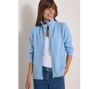 Cardigan CECIL, Damen, Gr. XL (44), blau (easy blau), Stoff, 77% Baumwolle, 20% Polyester, 3% Elasthan, unifarben, normal normal, hoch geschlossener Ausschnitt, abgesteppt, Strickjacken, mit Stehkrage