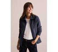 Cardigan CECIL, Damen, Gr. XL (44), blau (universal blau), Web, 61% Baumwolle, 37% Polyester, 2% Elasthan, unifarben, gerade normal, hoch geschlossener Ausschnitt, Bündchen, Strickjacken, mit Tunnelzu
