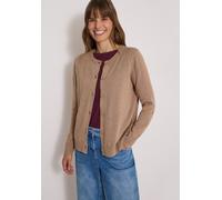 Cardigan CECIL, Damen, Gr. XL (44), creamy mocha melange, Web, 60% Baumwolle, 40% Viskose, unifarben, comfort fit normal, Rundhals, Rippbündchen, Strickjacken, mit Knopfleiste, Topseller (30294947-XL)