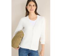 Cardigan CECIL, Damen, Gr. XL (44), light greige, Strick, Obermaterial: 80% Polyester, 20% Baumwolle, unifarben, hüftbedeckend, V-Ausschnitt, Bündchen, Strickjacken, in flauschiger Federgarn-Qualität
