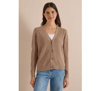 Cardigan CECIL, Damen, Gr. XS (36), beige (creamy mocha melange), Web, 60% Baumwolle, 40% Viskose, unifarben, comfort fit normal, V-Ausschnitt, Rippbündchen, Strickjacken, im soften Baumwoll-Mix (3424