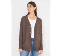 Cardigan CECIL, Damen, Gr. XS (36), braun (mushroom taupe melange), Feinstrick, 37% Baumwolle, 34% Polyacryl, 26% Polyester, 3% Elasthan, unifarben, comfort fit normal, V-Ausschnitt, Rippbündchen, Str