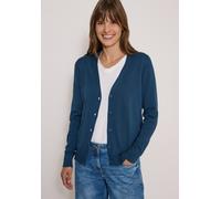 Cardigan CECIL, Damen, Gr. XS (36), moonlight blau, Web, 60% Baumwolle, 40% Viskose, unifarben, comfort fit normal, V-Ausschnitt, Rippbündchen, Strickjacken, im soften Baumwoll-Mix (11719308-XS) moonl