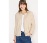 Cardigan CECIL, Damen, Gr. XXL (46), egg beige melange, Strick, Obermaterial: 37% Baumwolle, 34% Polyacryl, 26% Polyester, 3% sonstige Fasern, unifarben, bequem hüftbedeckend, Rundhals, Strickjacken, 